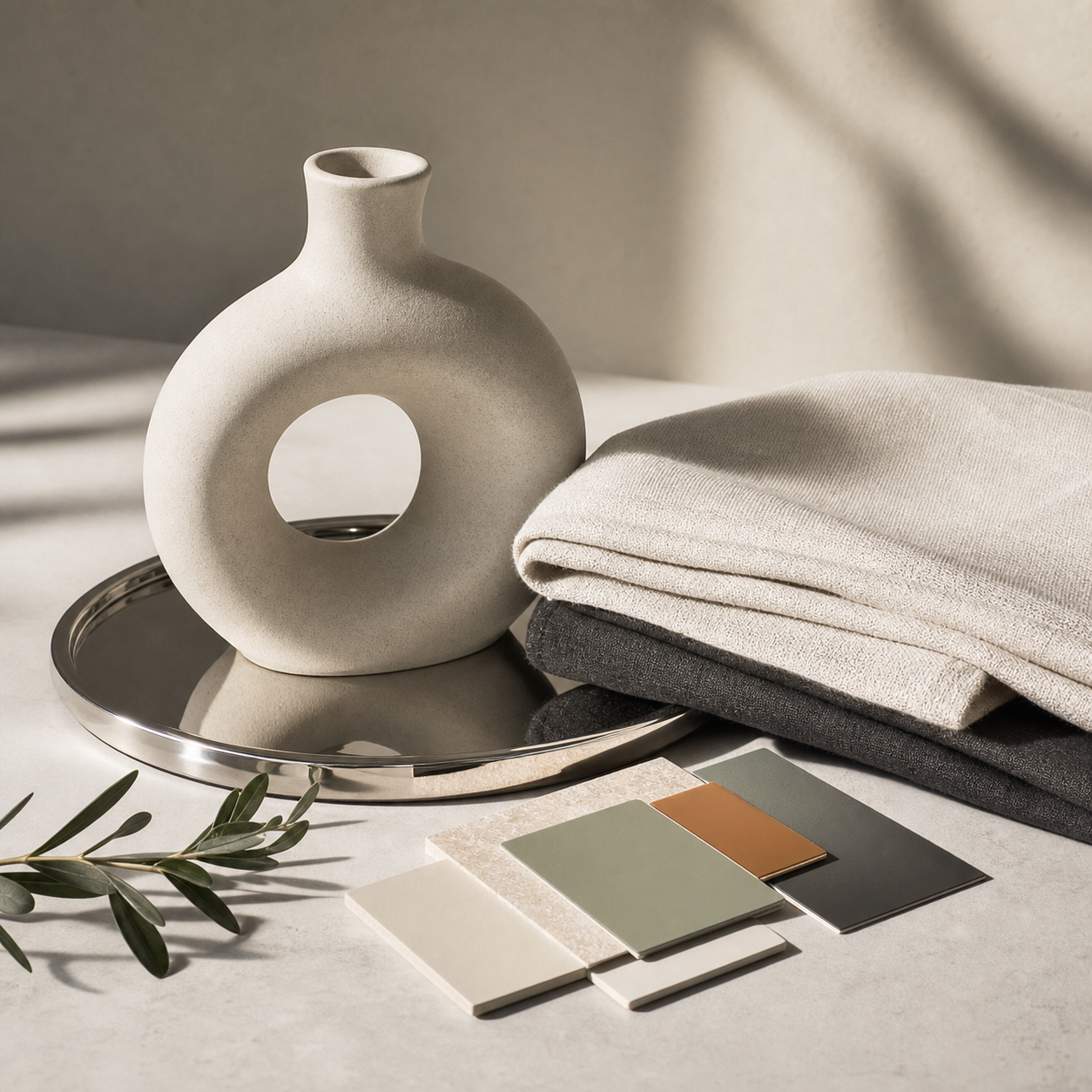 Ceramic vase and textile styling set