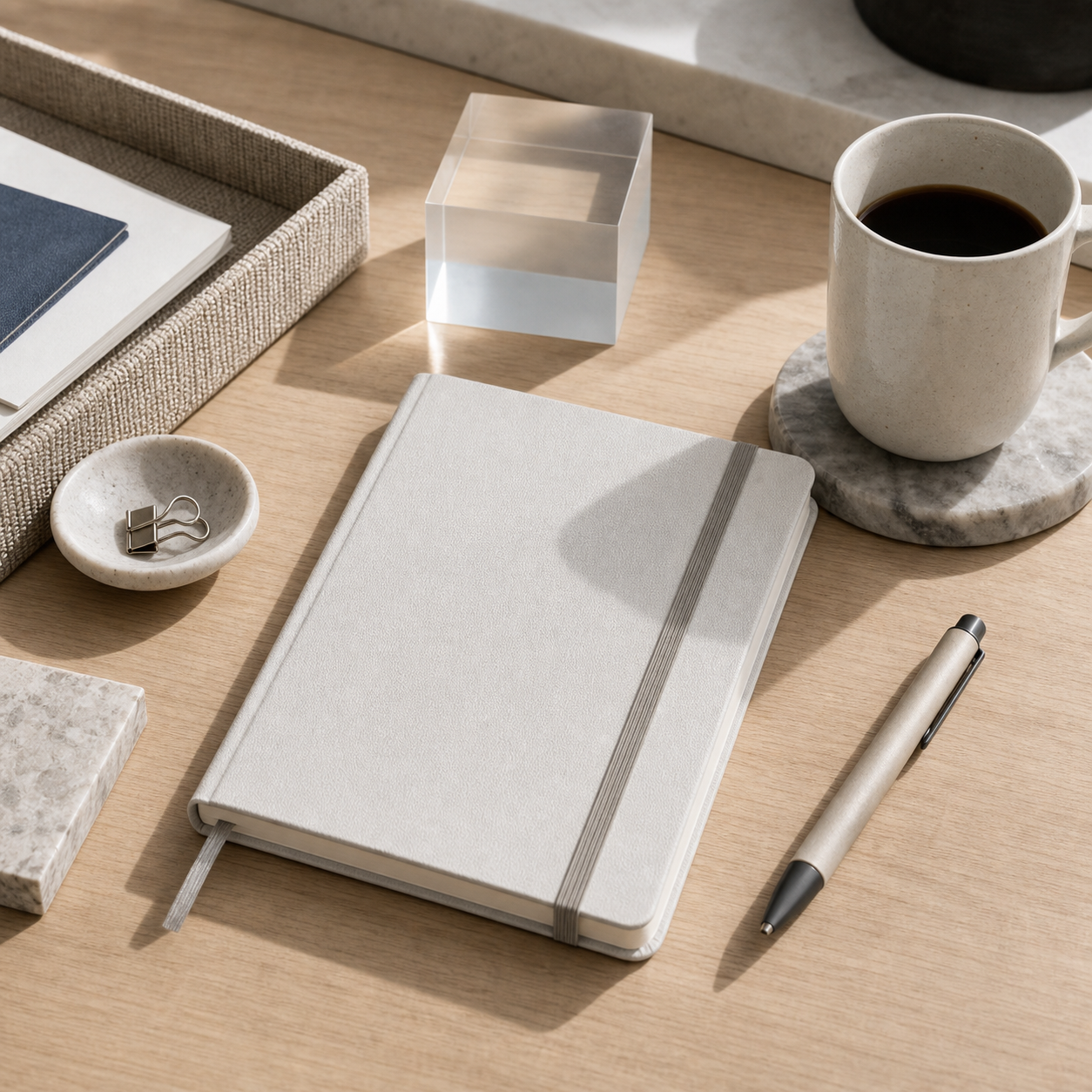 Desk accessories and coffee styling set